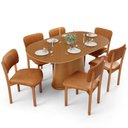 Ver imagem 1 de Mesa para Sala de Jantar Valência com 06 Cadeiras Sala de Jantar Dara L02 Couríssimo Canela - Lyam