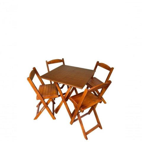 Conjunto Mesa Dobrável 70x70 com 4 Cadeiras Mel Restaurante Bar Lanchonete