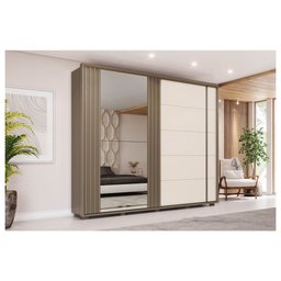 Guarda-Roupa 2 Portas Correr Henn Havaí D306-108 6 Gavetas Duna/OFF White SE - 2 Guarda-Roupa 2 Portas Correr Henn Havaí D306-108 6 Gavetas Duna/OFF White SE - 2