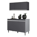 Ver imagem 2 de Kit de Cozinha 2 Peças Balcão Manu 120mt e Armário Aéreo Andréia Cinza Ajl