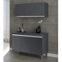 Ver imagem 1 de Kit de Cozinha 2 Peças Balcão Manu 120mt e Armário Aéreo Andréia Cinza Ajl