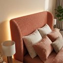 Ver imagem 3 de Cabeceira Cama Casal Queen Size Livia 160cm Orgânica Curva Bouclê Terracota - Vimont Moveis