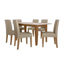 Ver imagem 2 de Conjunto Sala de Jantar Mesa Retangular Liz com Vidro 160cm 6 Cadeiras Josi Marrom/Carvalho/Bege/Off White