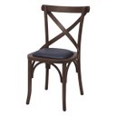 Ver imagem 1 de Cadeira de Madeira Maciça Katrina Cross Estofada em Couríssimo - Imbuia