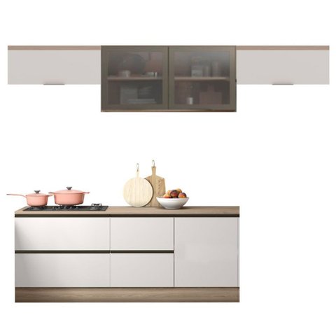 Cozinha Modulada Etna 5 Peças com Tampo 6 Portas Poliman Móveis