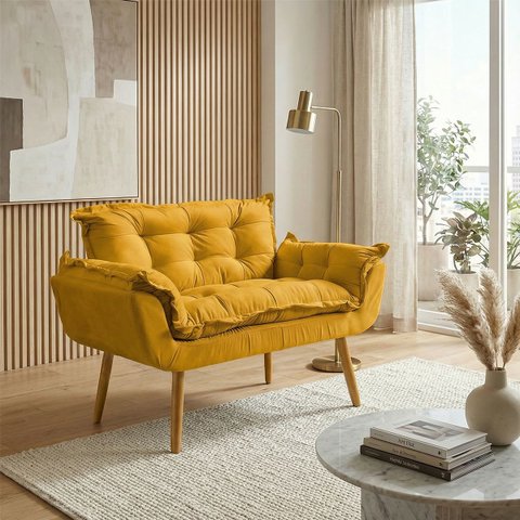 Namoradeira Decorativa Confortável para Sala Recepção Consultório Manicure Alice Suede