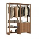 Ver imagem 1 de Conjunto Modulado Guarda-Roupa Closet 2 Peças com 2 Cabideiros 3 Gavetas e 4 Nichos Yes Marrom