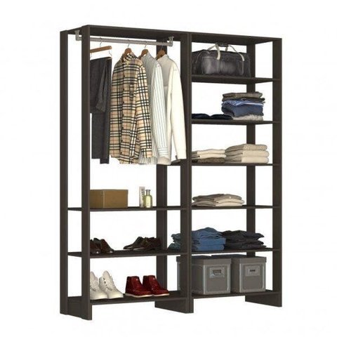 Guarda-Roupa Modulado Closet 2 Peças com 1 Cabideiro e 9 Nichos Yes Preto
