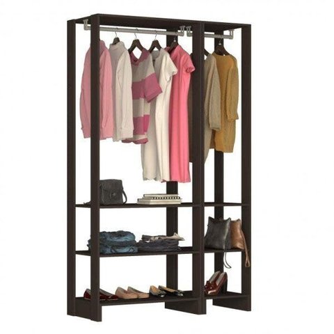 Guarda-Roupa Modulado Closet 2 Peças com 2 Cabideiros e 6 Nichos Yes Preto