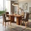 Ver imagem 1 de Mesa de Jantar 4 Lugares Orlando Ripado 210 cm Cinamomo/Mascavo - Panorama Moveis