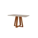 Ver imagem 1 de Mesa de Jantar Floripa Madeira Maciça 120x80cm Tampo Retângular Vidro Móveis Minas Off White