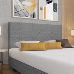 Cabeceira Estofada Casal Queen Size 160 Cm Terra Linho Cinza Skybox - 1