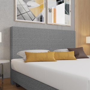 Cabeceira Estofada Casal Queen Size 160 Cm Terra Linho Cinza Skybox