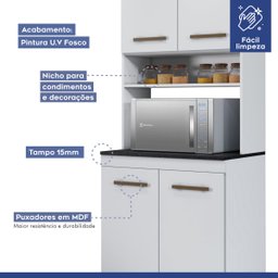 Cozinha Modulada 14 Portas 3 Gavetas Atenas Kaiki Móveis:Branco - 4
