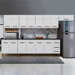 Cozinha Modulada 14 Portas 3 Gavetas Atenas Kaiki Móveis:Branco - 2