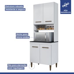 Cozinha Modulada 14 Portas 3 Gavetas Atenas Kaiki Móveis:Branco - 3