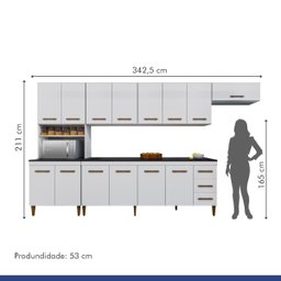 Cozinha Modulada 14 Portas 3 Gavetas Atenas Kaiki Móveis:Branco - 10
