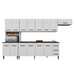 Cozinha Modulada 14 Portas 3 Gavetas Atenas Kaiki Móveis:Branco - 1