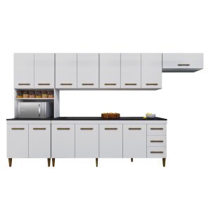 Cozinha Modulada 14 Portas 3 Gavetas Atenas Kaiki Móveis:Branco
