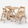 Conjunto de Mesa 70x70 e 4 Cadeiras Davos Dobrável Eucalipto sem Pintura Marcenaria Real - 1