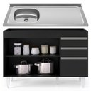 Ver imagem 4 de Balcão de Cozinha com Pia Inox Deslocada 120cm Ávila Preto L03 - Mpozenato