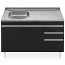Ver imagem 5 de Balcão de Cozinha com Pia Inox Deslocada 120cm Ávila Preto L03 - Mpozenato