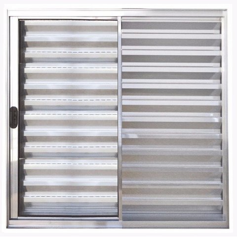 Janela de Alumínio Brilhante Veneziana de Correr 3 Folhas Sem Grade CMC Modular - 1.50(L)X1.00(A)