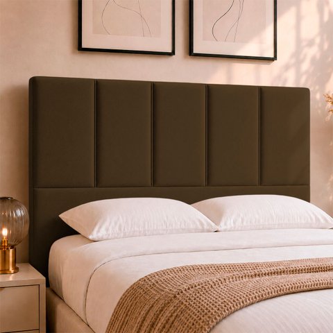 Cabeceira Classic Casal 140cm para Quarto Cama Decorativa Moderna Elegante Suede Marrom