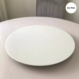 Prato Bandeja Giratória Sobrepo Centro Mesa Mdf Laqueado com Vidro Fixo 60cm - 9