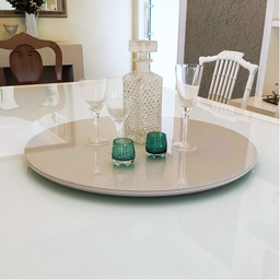 Prato Bandeja Giratória Sobrepo Centro Mesa Mdf Laqueado com Vidro Fixo 60cm - 2