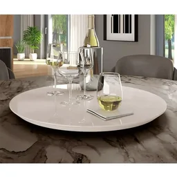 Prato Bandeja Giratória Sobrepo Centro Mesa Mdf Laqueado com Vidro Fixo 60cm - 5