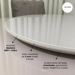 Prato Bandeja Giratória Sobrepo Centro Mesa Mdf Laqueado com Vidro Fixo 60cm - 8