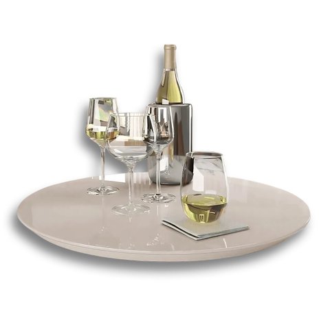 Prato Bandeja Giratória Sobrepo Centro Mesa Mdf Laqueado com Vidro Fixo 60cm