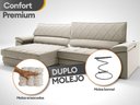 Ver imagem 6 de Sofá de Duplo Molejo com Carregador Usb, Retrátil e Reclinável Valencia 2,90m Veludocristal Areia