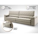 Ver imagem 3 de Sofá de Duplo Molejo com Carregador Usb, Retrátil e Reclinável Valencia 2,90m Veludocristal Areia