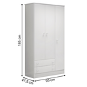 Ver imagem 2 de Cômoda e Roupeiro com 3 Portas Leicester Branco Branco