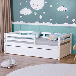 Bicama Infantil Dreams com Grade de Proteção Madeira Maciça Branco Megamobilia - 6