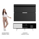 Ver imagem 6 de Rack Madesa Dubai e Painel para Tv até 65 Polegadas com Pés - Preto/branco 7777