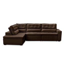 Sofá de Canto Retrátil e Reclinável com Molas 3,00x2,00 Esquerdo Marília Suede Marrom Rover & - 2