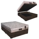 Ver imagem 1 de Cama Box Baú Casal Confort Suede Marrom Com Colchão Casal Confort Molas Ensacada 71x138x188