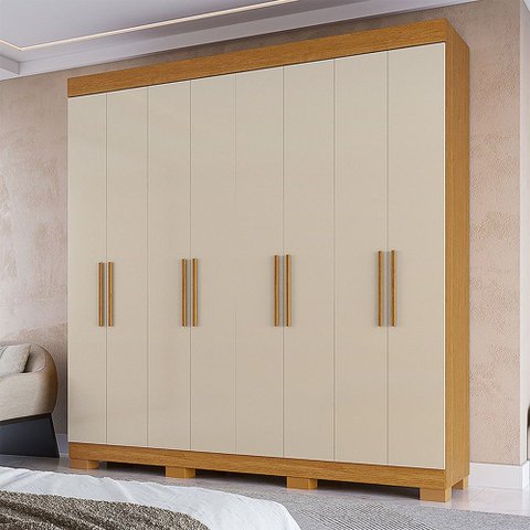 Guarda-Roupa Casal Hanna 8 Portas 4 Gavetas 100% MDF Cinamomo/Off White - ACP Móveis