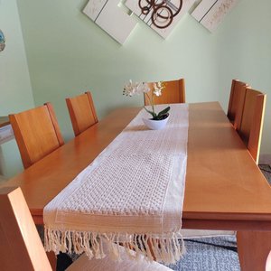 Caminho de Mesa Artesanal Renda Algodão Cru 40x220