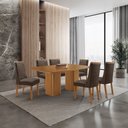 Ver imagem 1 de Mesa de Jantar Eloise 180cm Tampo MDF Laminado Canto Copo com 6 Cadeiras Carolina