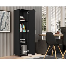 Armário Escritório Work 01 Porta C/ Chave Preto - 3