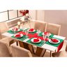 Mesa Posta de Natal 13 Peças Vermelho e Verde - Caminho de Mesa Jogo Americano e Toalhas - 1