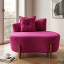 Ver imagem 1 de Namoradeira Sofá Feijão Luna 100cm Orgânica Veludo Rosa Pink