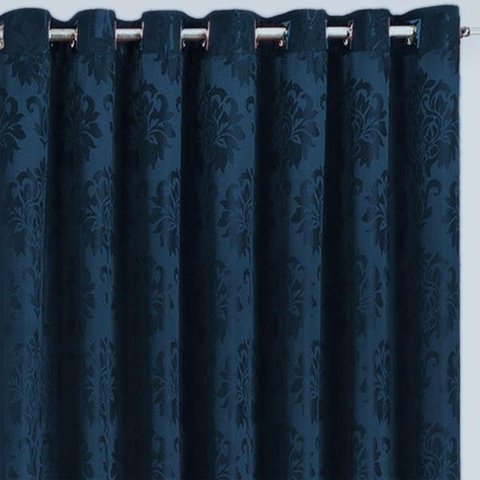 Cortina Jacquard 6,00x2,70 Para Trilho Suíço:Azul Marinho