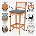 Ver imagem 2 de Banqueta Alta Brunella 99cm com Encosto Telinha Estilo Palha Linho Cinza - Desk Design