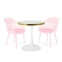 Ver imagem 1 de Conjunto Mesa de Jantar Redonda Majestic 70cm Branca com 2 Cadeiras Estofadas Marcela - Rosa