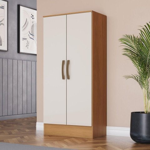 Armário Multiuso Layla Essence 2 Portas 3 Prateleiras 61cm Cinamomo-Off White Casa 812